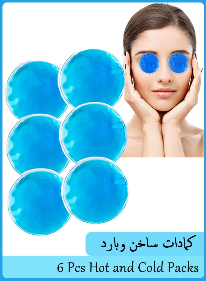 MARYA Gel Eye Pads 6 Pcs, Reusable Round Hot Cold Compress Mask for Puffy Eyes Dark Circles Migraine Sinus Relief, Cooling Warming Eye Gel Packs for Skin Care, Blue - Image 1